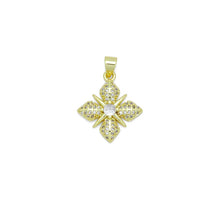Load image into Gallery viewer, Gold Clear CZ Flower Charm Pendant, Sku#LK989
