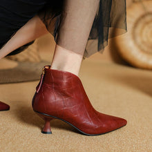Load image into Gallery viewer, Women's Elegant Pointed-Toe Ankle Boots | Genuine Cowhide Leather | Velvet Lining Option