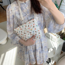 Load image into Gallery viewer, Quilted Floral Little Bear Makeup Bag - Women's Cosmetic Organizer Clutch with Cotton Lining