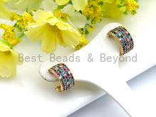 Load image into Gallery viewer, Clorful CZ Half Circle Shape Earrings, Sku#J77
