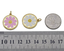 Load image into Gallery viewer, White Pink Enamel Daisy Flower Charm, Sku#L707