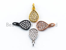 Load image into Gallery viewer, CZ Micro Pave Teardrop Pendant/Charm, Clear Cubic Zirconia Drop Dangle Pave Charm, 8x12mm, sku# F342C