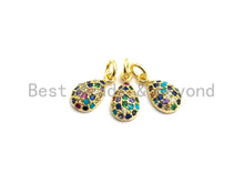 Load image into Gallery viewer, CZ Colorful Micro Pave Teardrop Pendant, Teardrop Shaped Pave Pendant, Gold plated, 7x13mm, Sku#F740