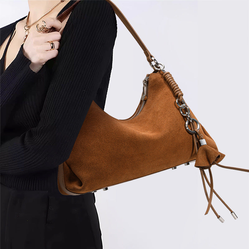 Women's Retro Crossbody Shoulder Bag – Soft Cowhide Leather Underarm Bag for Commuting | Sarah Express