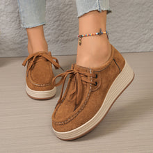 Load image into Gallery viewer, Women's Lace-Up Chunky Sole Pumps - Mid Heel Round Toe Casual Dress Shoes
