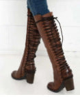 Load image into Gallery viewer, Women's Over-the-Knee Lace-Up Boots with Chunky Heels - High Heel Fashion Boots