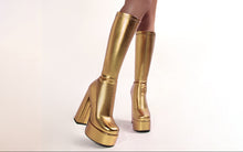 Load image into Gallery viewer, Women's Sexy Stretch High Heel Platform Boots – Chunky Heel Slip-On Thigh High Boots