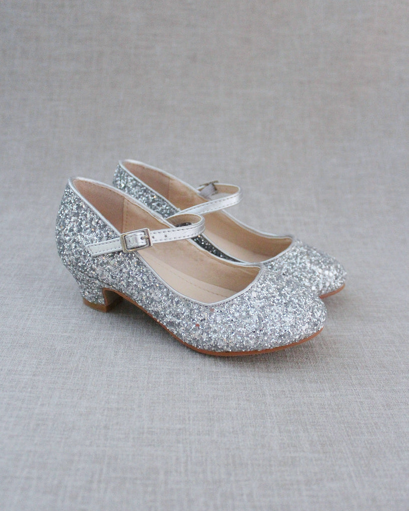 Rock Glitter Mary Jane with Glitter Heels for Girls