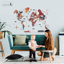 Load image into Gallery viewer, 3D Wooden World Map Onyx