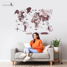 Load image into Gallery viewer, 3D Wooden World Map Cappuccino