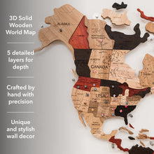Load image into Gallery viewer, 3D Solid Wooden World Map