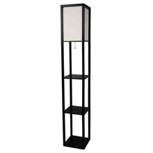Load image into Gallery viewer, Black 3-Shelf  Modern Floor Lamp with Beige Linen Shade