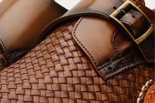 Load image into Gallery viewer, The Rolls  Woven Tan Leather Single Monk Strap  Handmade Men Shoe