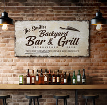 Load image into Gallery viewer, Backyard Bar &amp; Grill Sign XVI