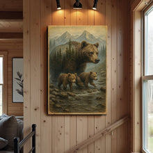 Load image into Gallery viewer, Mother Bear and Cubs Crossing Double Exposure Wall Art