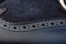 Load image into Gallery viewer, The Albus Navy Blue Leather &amp; Suede Double Strap Monk Brogue Men Boot