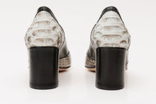 Load image into Gallery viewer, The Toskana Black &amp; Natural Pythn Leather Block Heel Pump Women Shoe