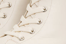 Load image into Gallery viewer, The Estrada Cream Leather Lace-Up Platform Heel Mid Calf Women Boot