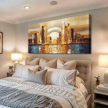 Load image into Gallery viewer, Golden Metropolis Abstract Impasto Wall Art