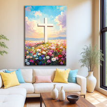 Load image into Gallery viewer, Cross Floral Field Faith Wall Art