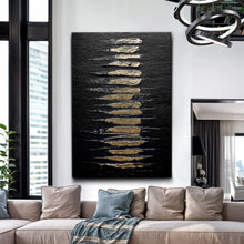 Load image into Gallery viewer, Black And Gold Abstract Minimalist Wall Art