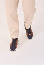 Load image into Gallery viewer, The Caesars Navy &amp; Tan Leather Men Sneaker
