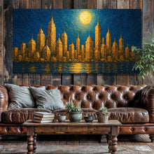 Load image into Gallery viewer, Golden Metropolis Cityscape Impasto Wall Art
