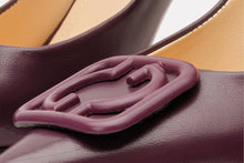Load image into Gallery viewer, The Maneadero Dark Purple Leather Pump Fuchsia Sole Women Shoe
