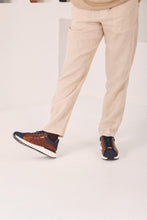 Load image into Gallery viewer, The Caesars Navy &amp; Tan Leather Men Sneaker