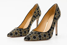 Load image into Gallery viewer, The Bolu Black &amp; Gold Glitter Leather Pump Women Shoe