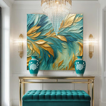 Load image into Gallery viewer, Abstract Gold And Blue Frosty Wall Art