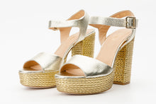Load image into Gallery viewer, The Tampico Platform Heel Gold Leather Women Sandal