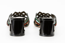 Load image into Gallery viewer, The Palma Black Glitter Leather Block Heel Women Sandal
