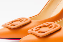 Load image into Gallery viewer, The Maneadero Orange Leather Pump Fuchsia Sole Women Shoe