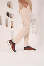 Load image into Gallery viewer, The Caesars Navy &amp; Tan Leather Men Sneaker