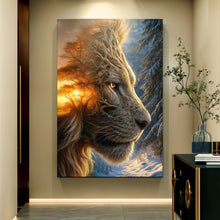 Load image into Gallery viewer, Lion Winter Summer Surrealism Wall Art