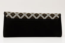 Load image into Gallery viewer, The Nampula Black Glitter Suede Leather Clutch