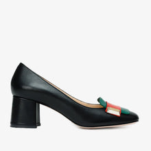 Load image into Gallery viewer, The Olney Black Leather Block Heel Pump Women Shoe