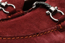 Load image into Gallery viewer, The Bari Burgundy Suede Leather Bit Drive Loafer Men  Shoe