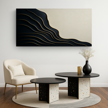 Load image into Gallery viewer, Black and Gold Minimalist Abstract Wall Art