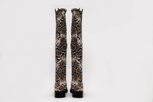 Load image into Gallery viewer, The Moengo Black Leather Leopard Knee High Women Boot