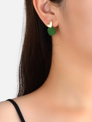 Love Heart Green Round Stud Pierced Hypoallergenic Female Earrings Stud Jewelry