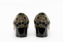 Load image into Gallery viewer, The Doha Gold &amp; Black Glitter Leather Block Pump Women Shoe