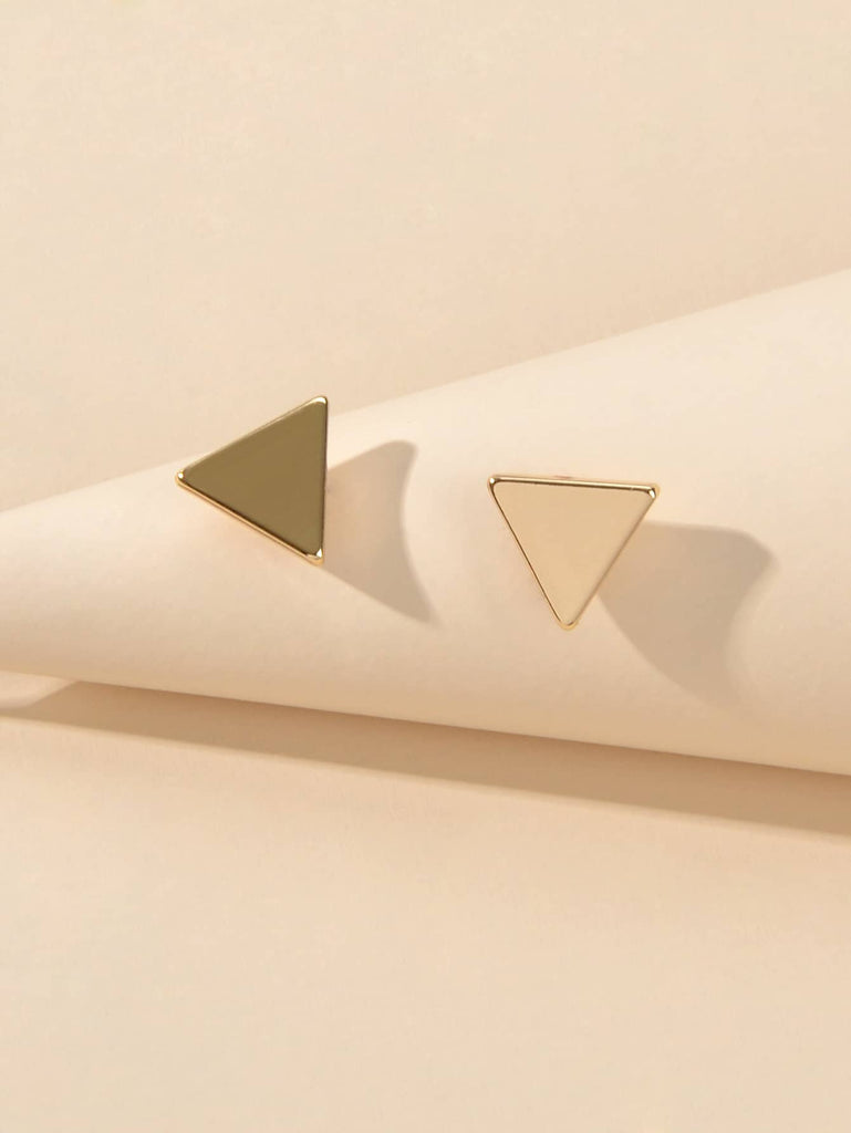 White Floral Stud Earrings Gold Triangle Earrings Set Elegant Jewelry Collection
