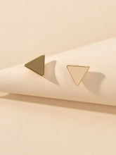 Load image into Gallery viewer, White Floral Stud Earrings Gold Triangle Earrings Set Elegant Jewelry Collection