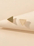 White Floral Stud Earrings Gold Triangle Earrings Set Elegant Jewelry Collection