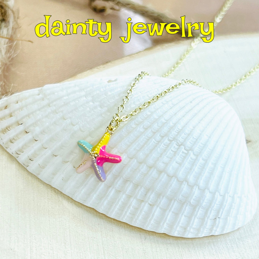 Starfish Necklace Gold Beach Jewelry Colorful Summer Pendant