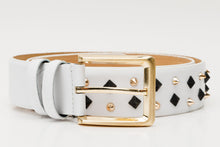 Load image into Gallery viewer, The Infanta White Spike Leather Belt