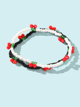 Load image into Gallery viewer, Boho 2 pcs Stackable White Black Seed Beads Stretch Elastic Red Cherry Bracelets