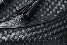Load image into Gallery viewer, The Mclean Shoe Black Leather Woven Tassel Loafer Men  Shoe